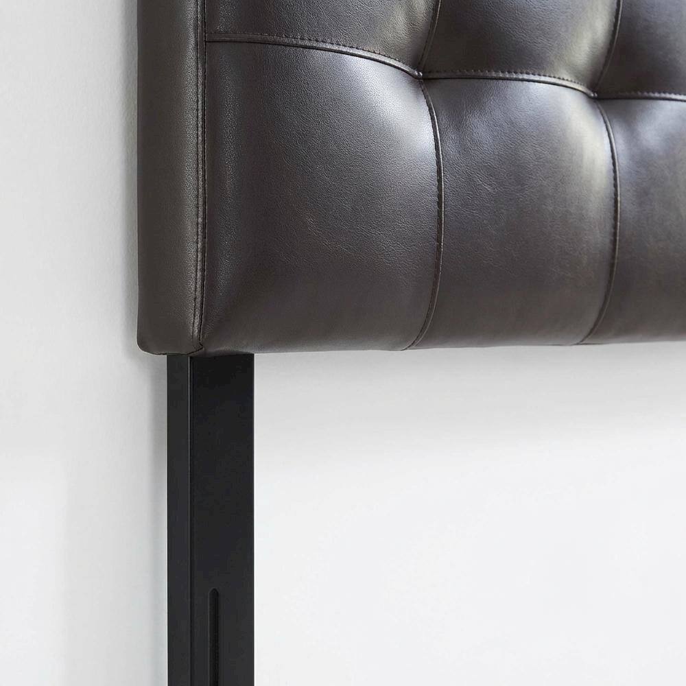 Alt View 1. FurniFact - Upholstered Vinyl Queen Headboard with Padded Design and Durable Finish - Brown.