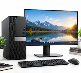 Dell - Refurbished Excellent - 6th Gen Tower Computer Desktop PC - Intel Core i7-6th - 16GB RAM - 256GB SSD + 24"LED- KB & Mouse - Wi-Fi - Win11 - Black