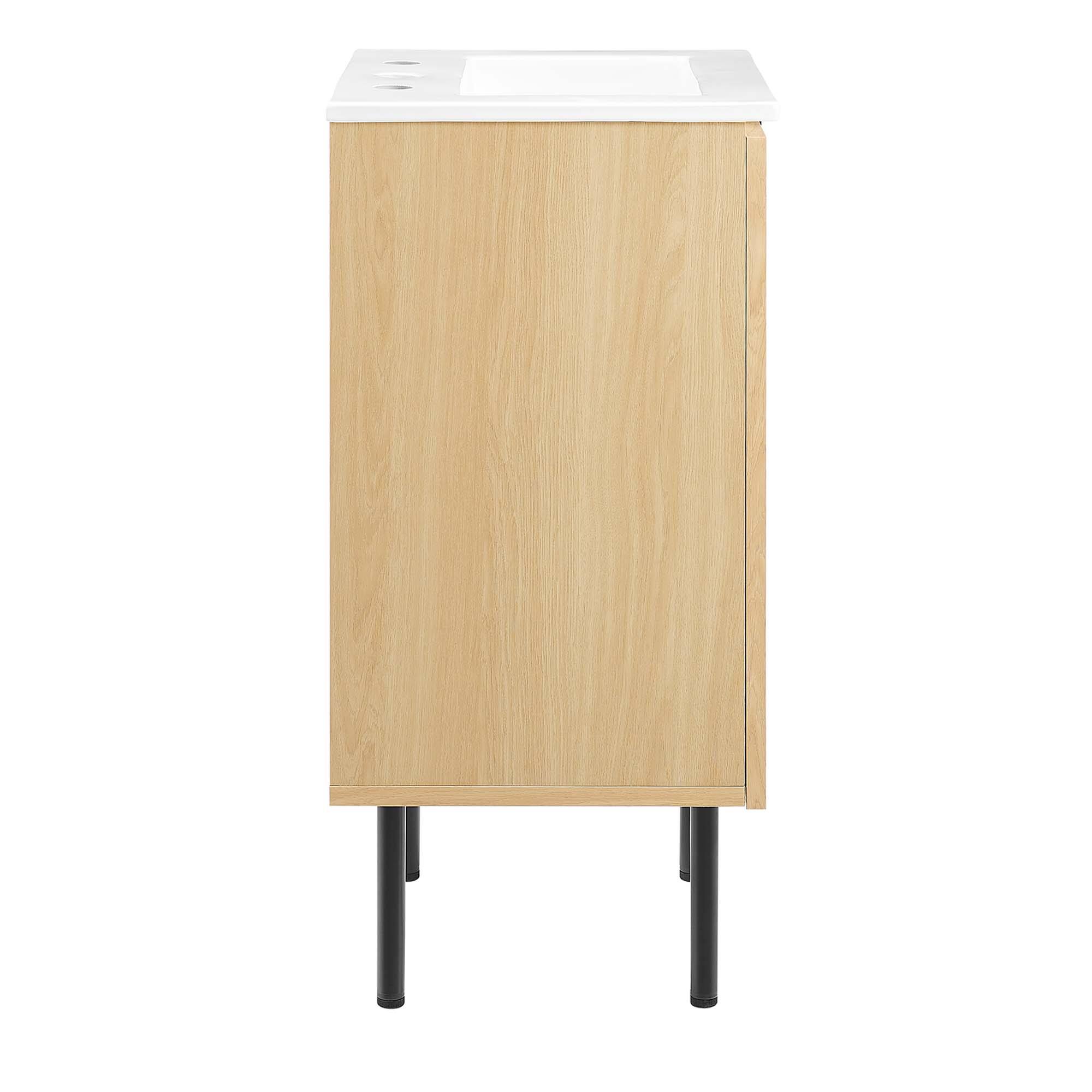 Alt View 4. Modway - Chaucer Bathroom Vanity with White Basin Included by Modway - Oak White.