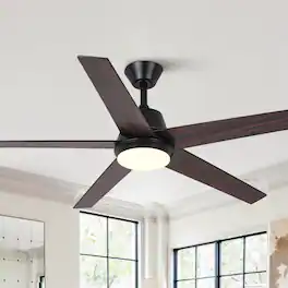 Vaczon - 52-inch Modern Plywood 5-blade Ceiling Fan with Light and Remote - Black