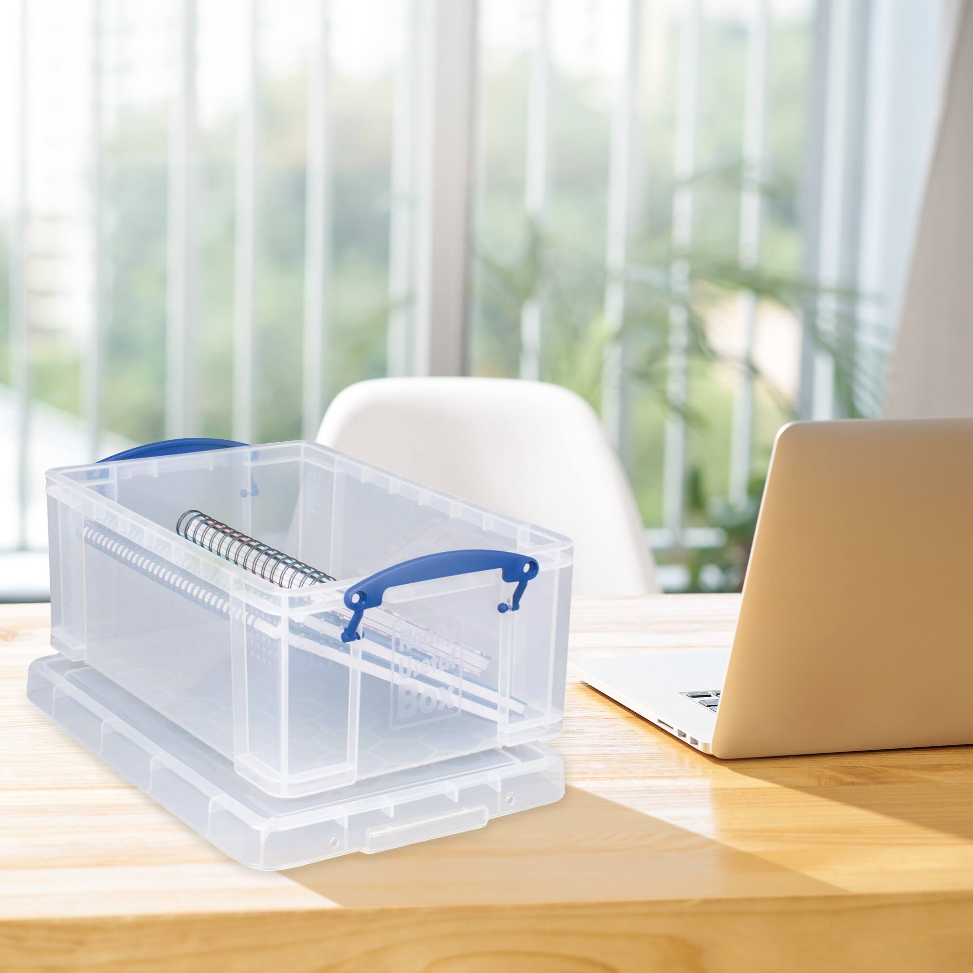 Alt View 3. Really Useful Box - Really Useful Box 9L Storage Container with Snap Lid & Clip Lock Handle (2 Pack) - Clear.