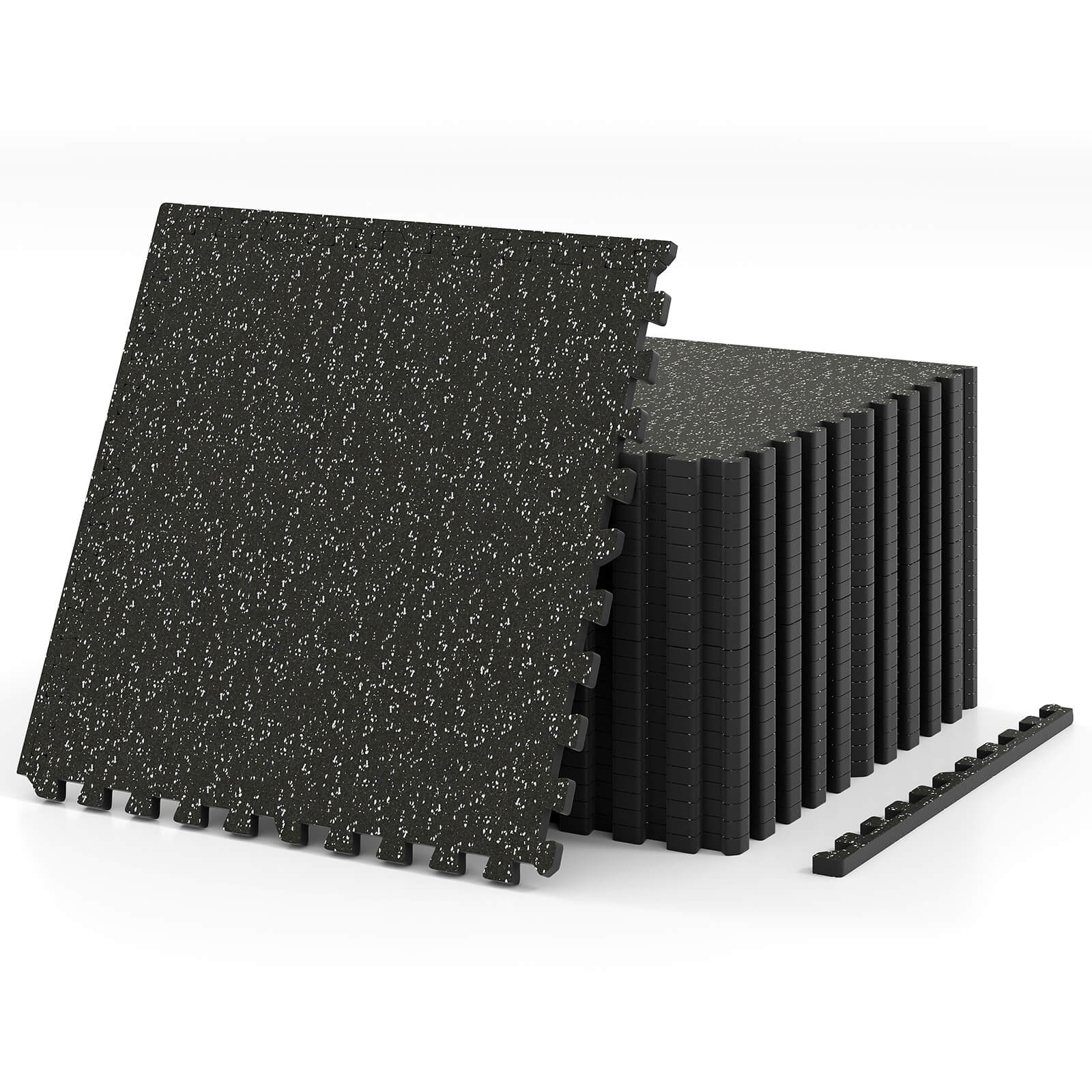 Front. Costway - Costway 12 PCS 0.79" Thick Rubber Top Exercise Mat 48 Sq Ft Non-Slip & Shock Equipment - Black.