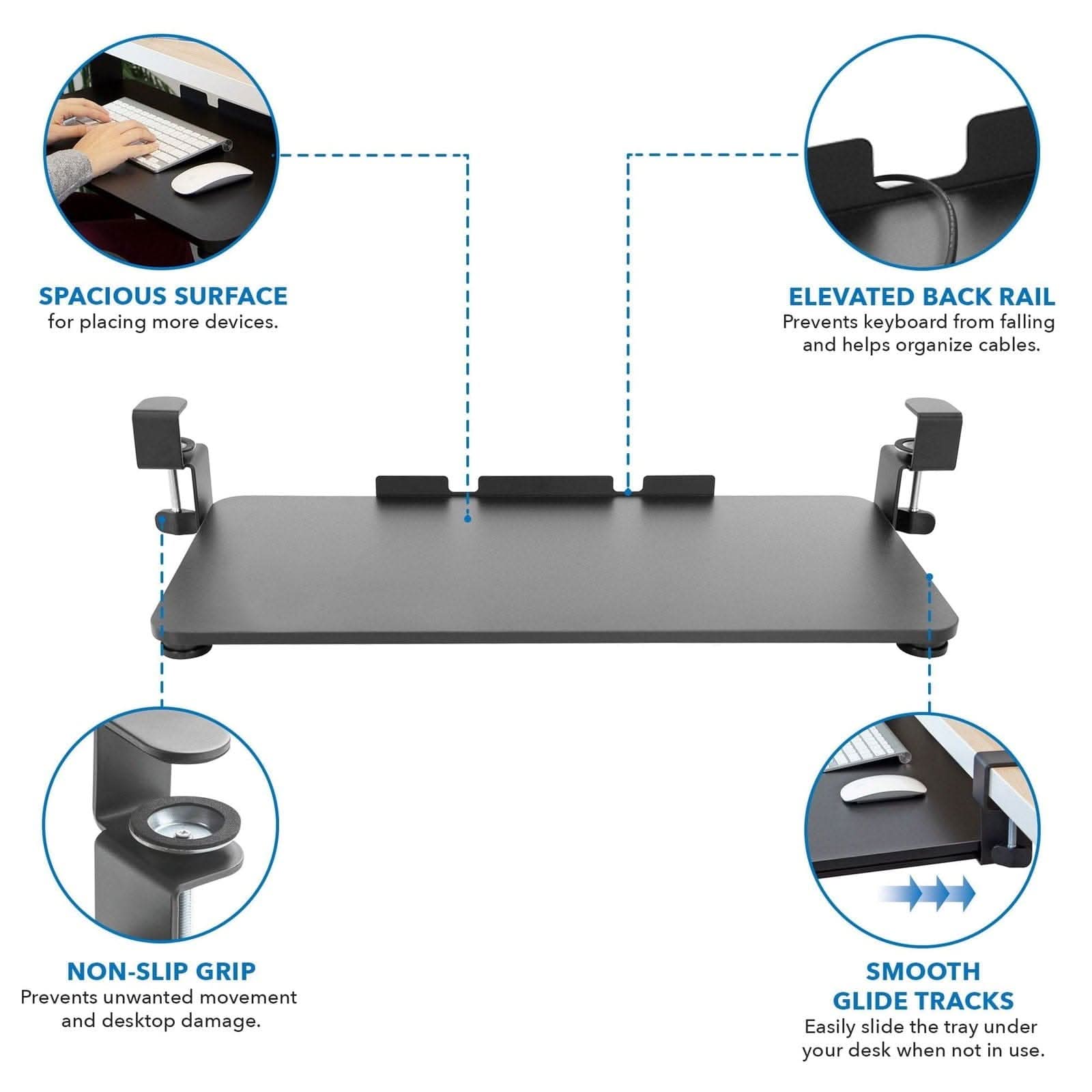Mount It! Adjustable Keyboard and Mouse Tray Clamp – Ergonomic