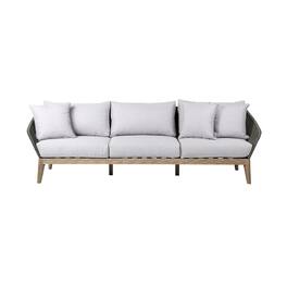 Armen Living - Athos Indoor Outdoor 3 Seater Sofa in Light Eucalyptus Wood with Charcoal Rope and Cushions - Gray