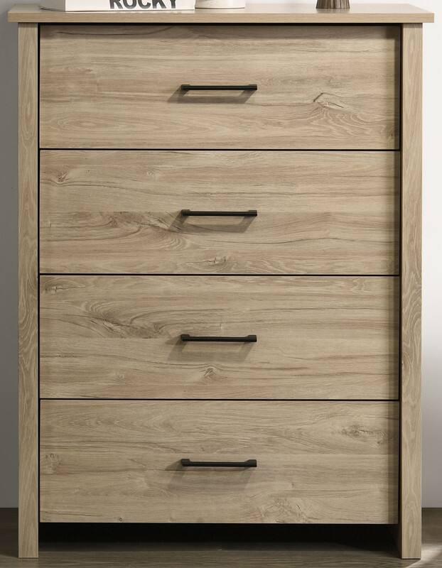 Back. Forest'nSky - Light Oak Wood 4 drawer 32 in. Wide Chest of Drawers with Black Handles  for Living Room - Light Oak.