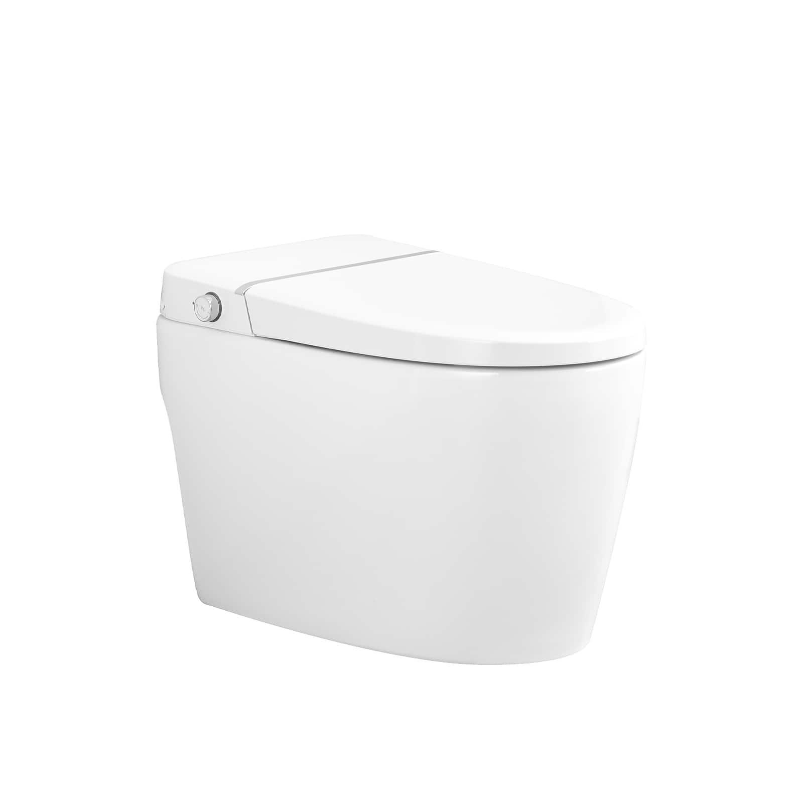 Ecooso - Smart Bidet Toilet with Foot Sensor Flush, Heated Seat, Warm Air Dry, Multi Wash Modes, Night Light, and No-Touch Lid - White