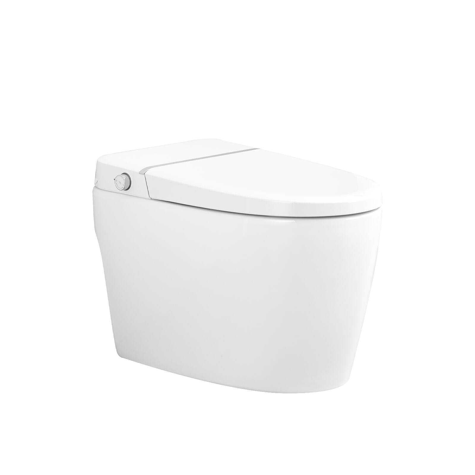 Front. TinyHomie - Smart Toilet Bidet Combo with Self Cleaning Nozzle Heated Seat Night Light with Remote Control - White.
