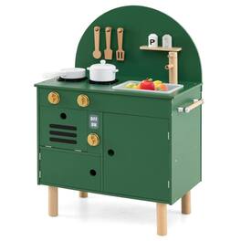 Resenkos - Kids Wooden Play Kitchen with Stove, Sink, Microwave & Oven - Pretend Set - Green