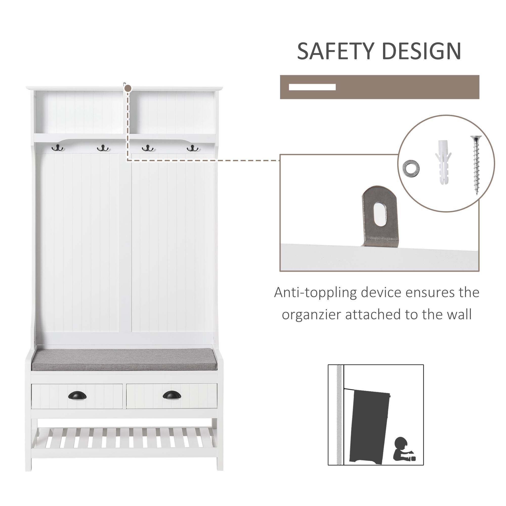 SAFETY DESIGN
Anti-toppling device ensures the organzier attached to the wall
