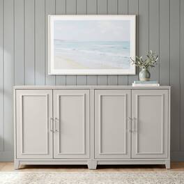 Martha Stewart - Lily Pond Set of 2 Modular Storage Cabinets with Adjustable Shelf, Soft-Close Doors, Solid Wood Frames and Legs - Sharkey Gray/Brushed Stainless Steel Hardware