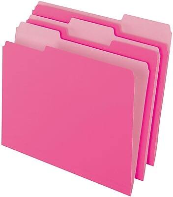 Alt View 8. Pendaflex - Pendaflex Recycled File Folder, 1/3-Cut Tab, Assorted, Letter Size, Pink/Light Pink, 100/Box (152 1/3 PIN) - Pink/Light Pink.