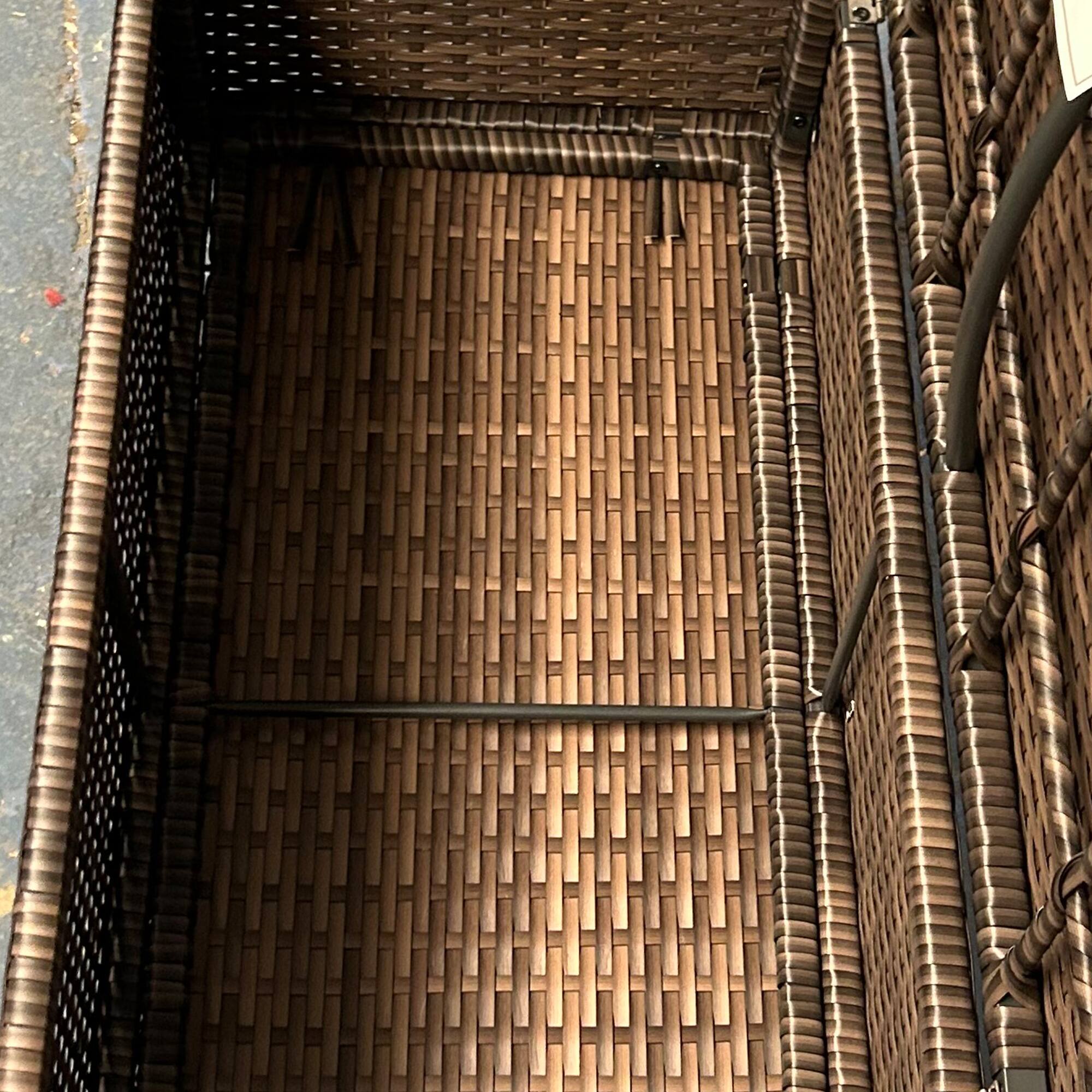 Alt View 4. AOOLIVE - Patio Wicker Storage Bench, Outdoor PE Rattan Furniture,2-In-1 Large Capacity Rectangle Garden Storage Box,Dark Blue - Blue.