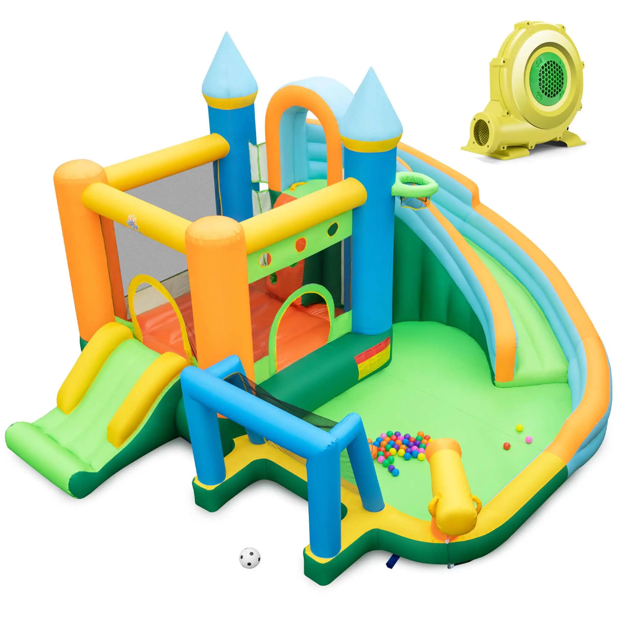 Alt View 6. Costway - Costway Inflatable Water Slide Kids Blow up Pool Park Climbing Wall with 735W Blower - Multicolor.