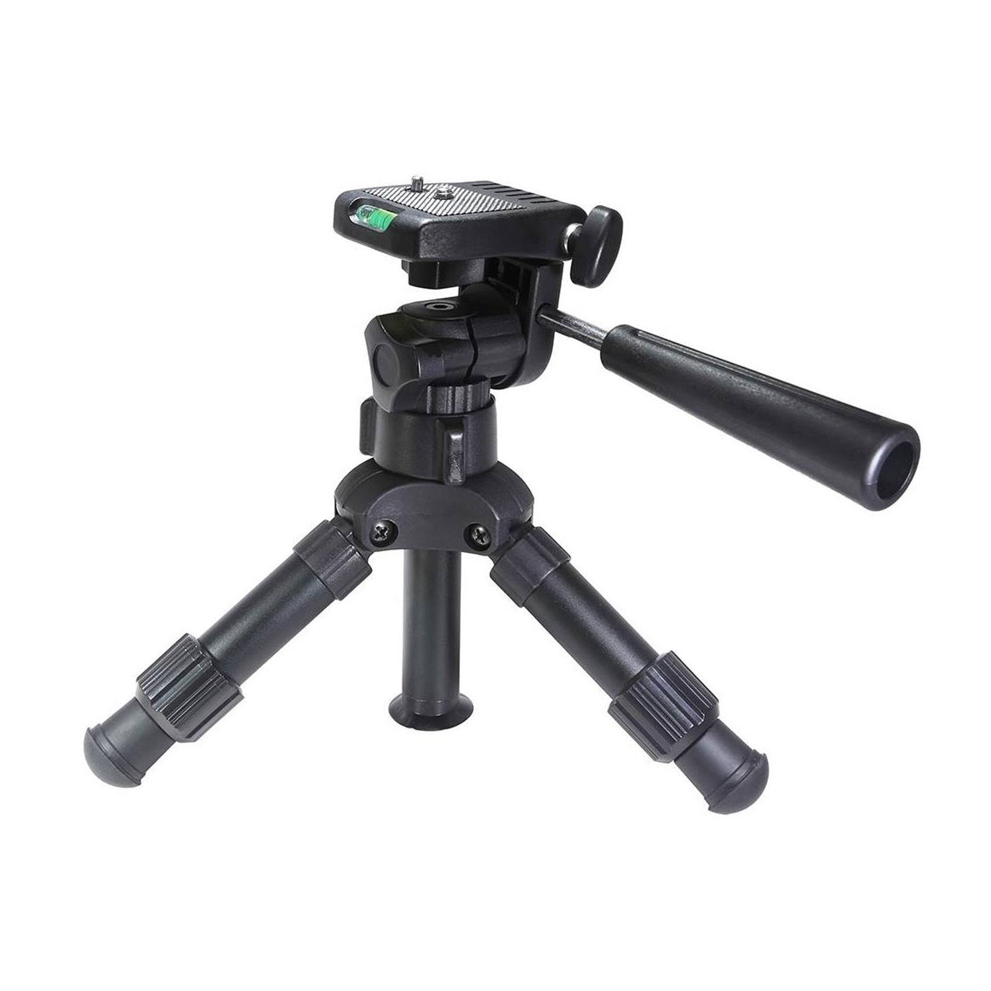 Vidpro - 12-Inch Adjustable Height Heavy Duty Professional Table Top Tripod with 3-Way Pan Head Bubble Level 10lb Load Capacity - Black