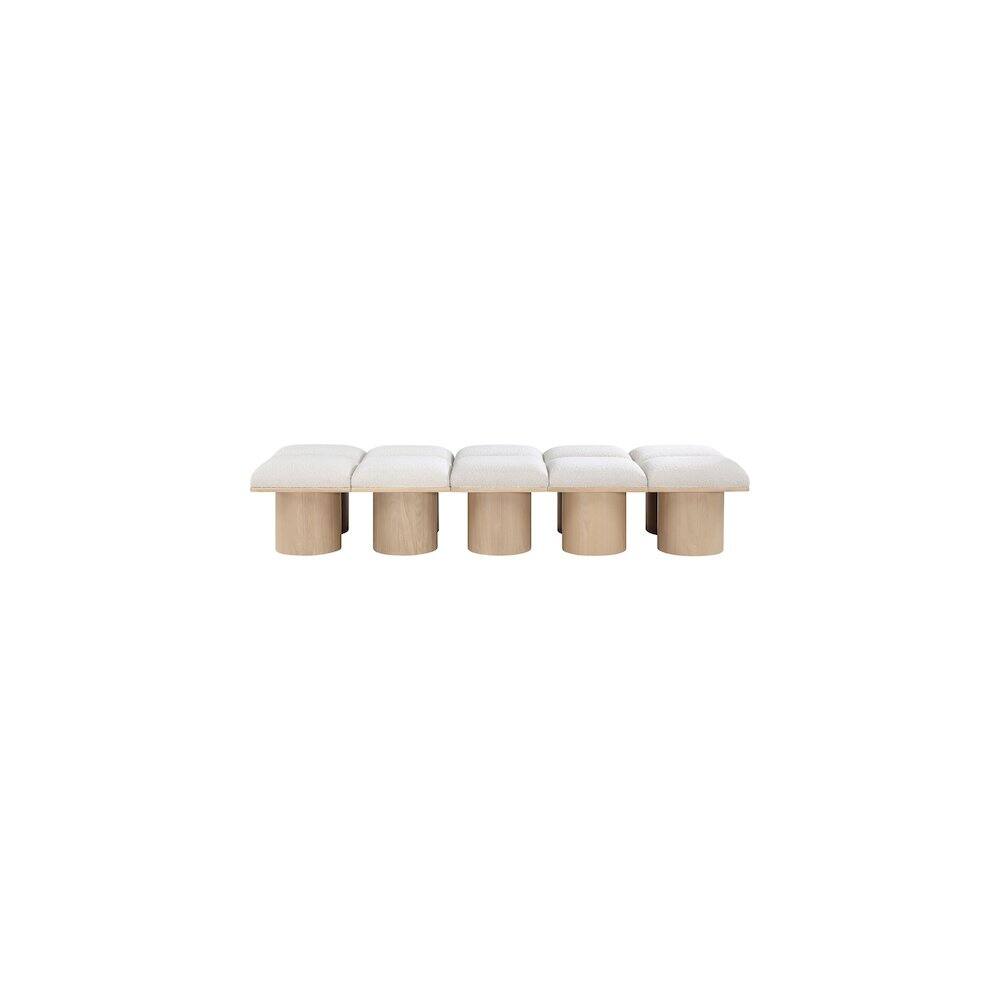 Alt View 1. Meridian Furniture - Pavilion Cream Boucle Fabric Bench - Beige.