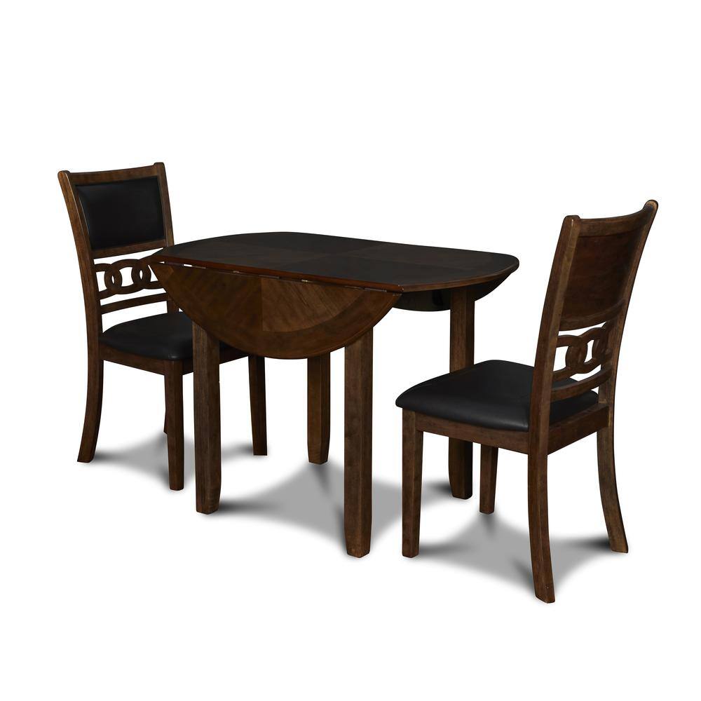 Angle. New Classic Furniture - Furniture Gia Solid Wood Dining Drop Leaf Table 2 Chairs in Brown - Brown.