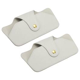 Unique Bargains - 2pcs Leather Glasses Case, Soft Sunglass Pouch w/ Microfiber, Portable Eyeglass Storage for Women & Men - Gray