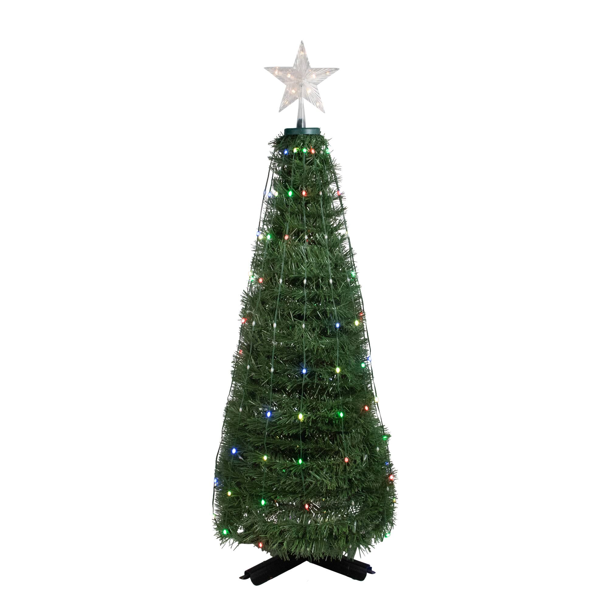 Alt View 2. Northlight - 4' Green Color Changing Multiple Function Pop Up Artificial Outdoor Christmas Tree - Green.