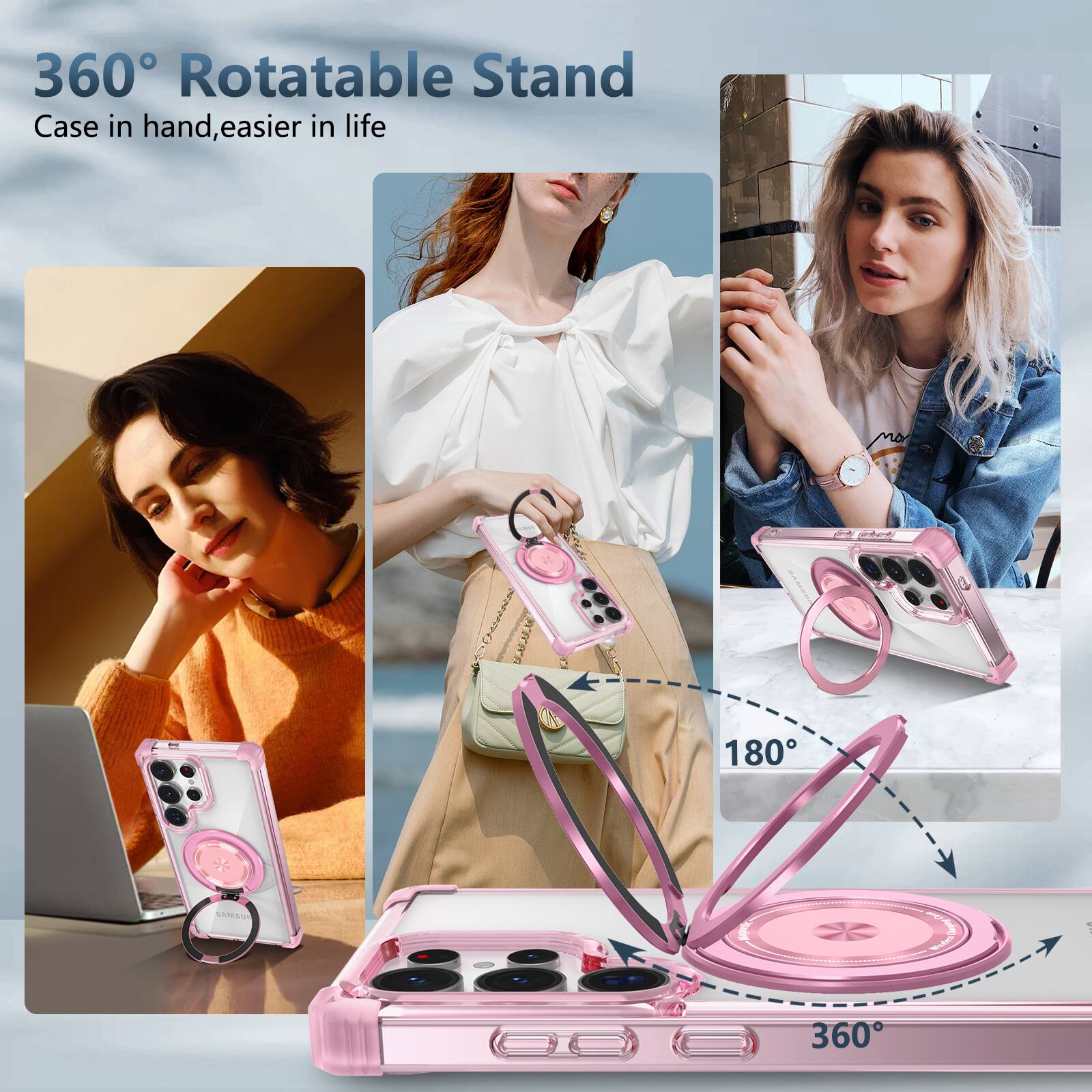 360° Rotatable Stand  
Case in hand, easier in life