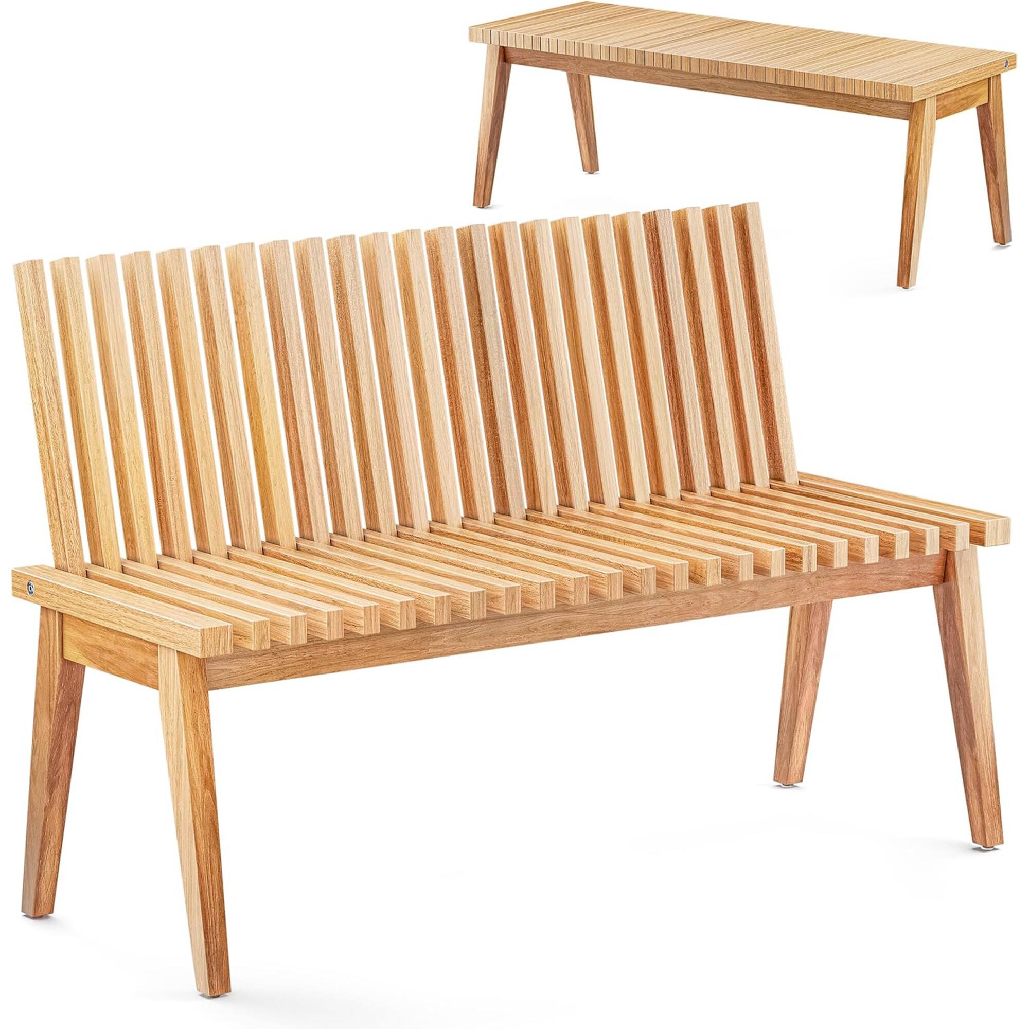 Front. Homestead - Melino 47 Inch 3-in-1 Convertible Acacia Wood Bench for Indoors and Outdoors - Natural.