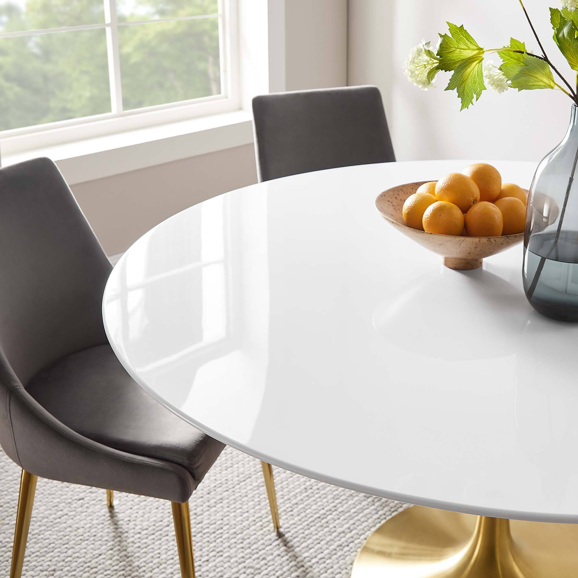 Alt View 6. Modway - Lippa 60" Round Wood Dining Table by Modway - Gold White.