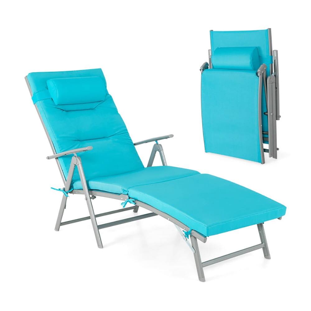 Alt View 3. Kadyn - Outdoor Chaise Lounge Chair, Folding Chaise Lounge Chair Outdoor Reclining Chair for Backyard-Tuiquoise - Blue.