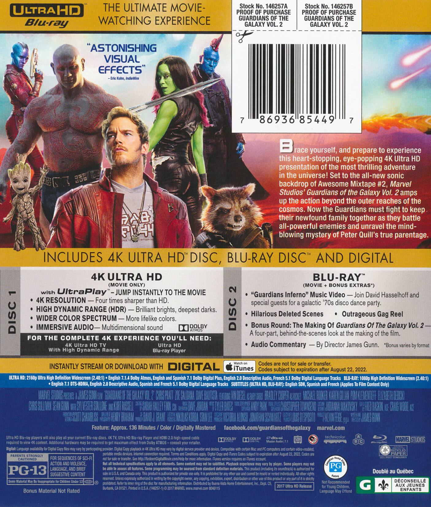 Alt View 1. Guardians of the Galaxy Vol. 2   - 4K Blu-Ray.