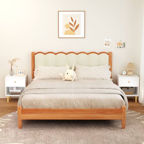 Back. LUCKY ONE - 23.2" Assembled Wooden Nightstand 1-Drawer 1-Shelf - White.