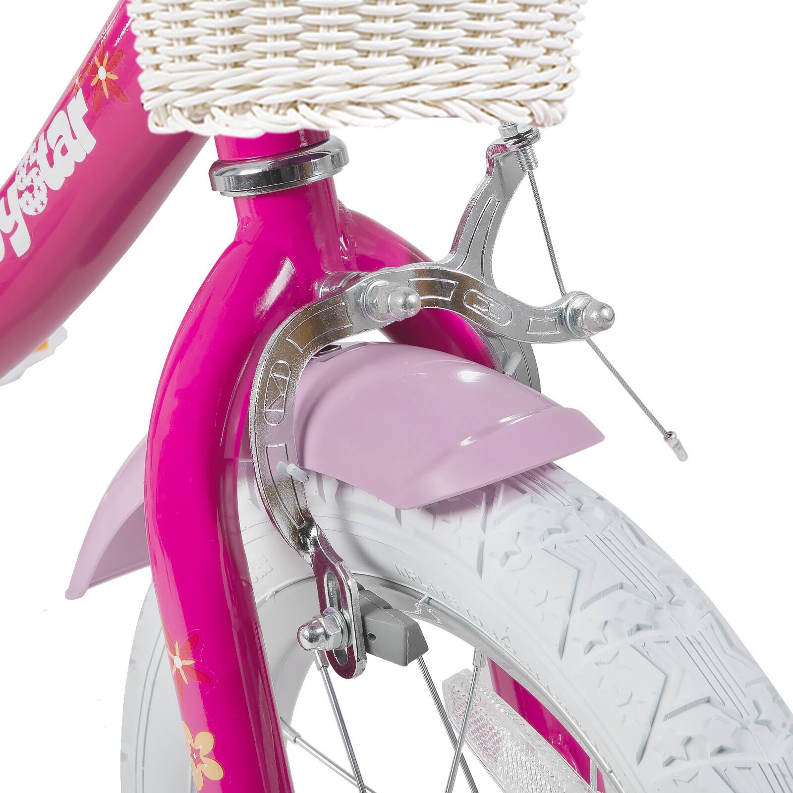 Alt View 5. JOYSTAR - JOYSTAR Unicorn 14 Inch Kids Bike for Girls Ages 3-5, Toddler Bicycles with Training Wheels & Basket, Doll Seat, Fuchsia - Fuchsia.