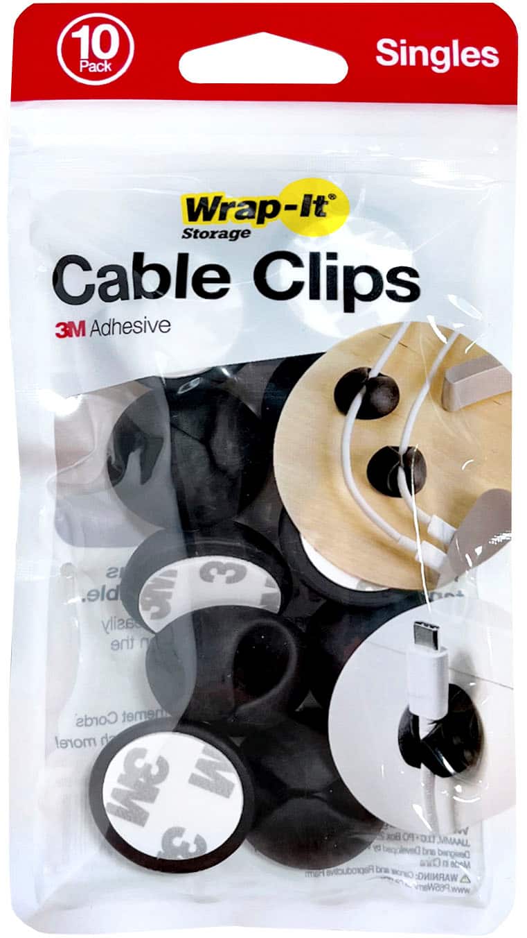 Wrap-It Storage - Cable Clips - Black - Angle_Zoom