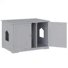 Ficcuss Pets - Litter Box Enclosure With Adjustable Partition - Gray
