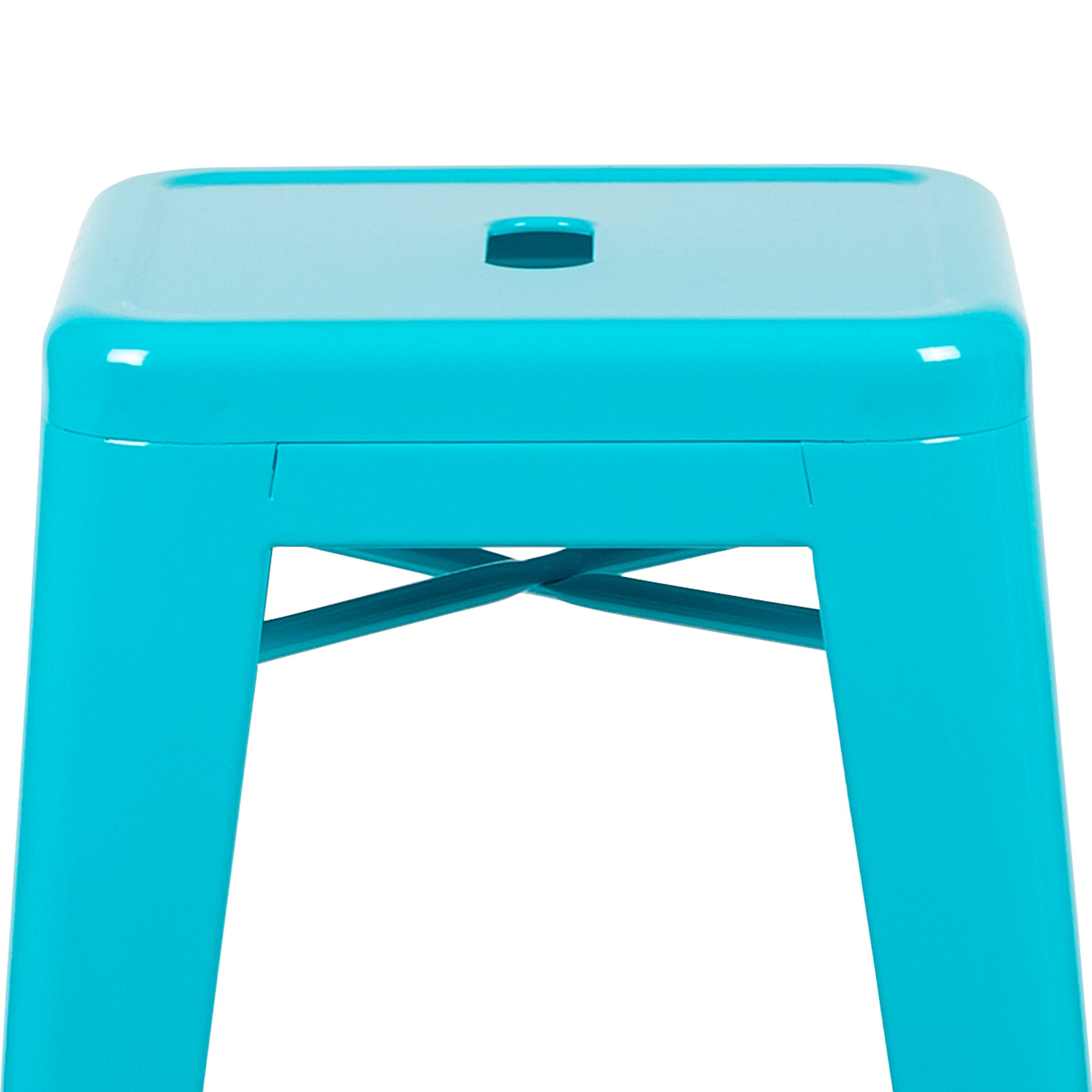 Alt View 9. Emma + Oliver - 4 Pack 30" High Metal Indoor Bar Stool - Stackable Stool - Teal.