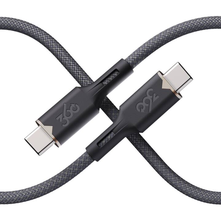 Front. 360 Electrical - Fluid USB-C to USB-C Braided Charging Cable (5ft) - Granite.
