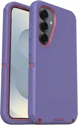 Front. OtterBox - OtterBox - Defender Series Pro Hard Shell for Samsung Galaxy S25 - Violet Current (Purple & Pink).