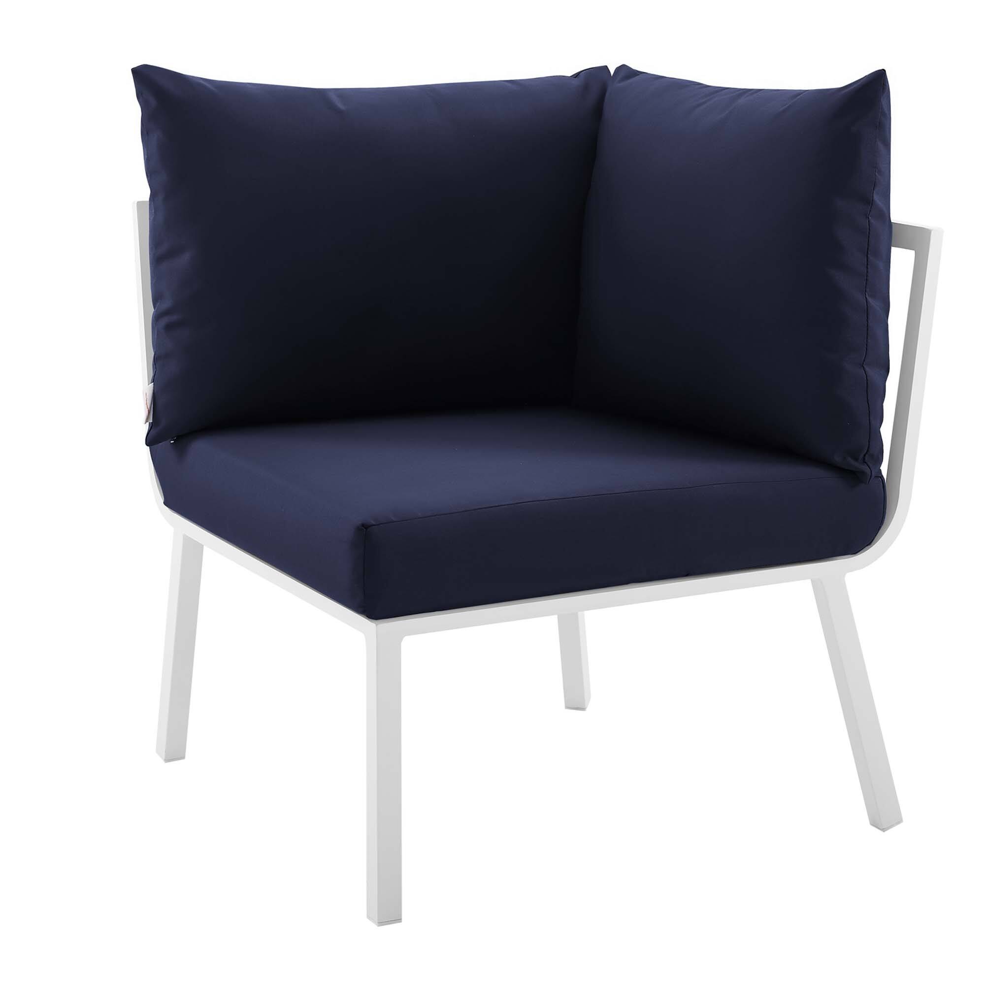 Angle. Modway - Riverside Outdoor Patio Aluminum Corner Chair by Modway - White Navy.