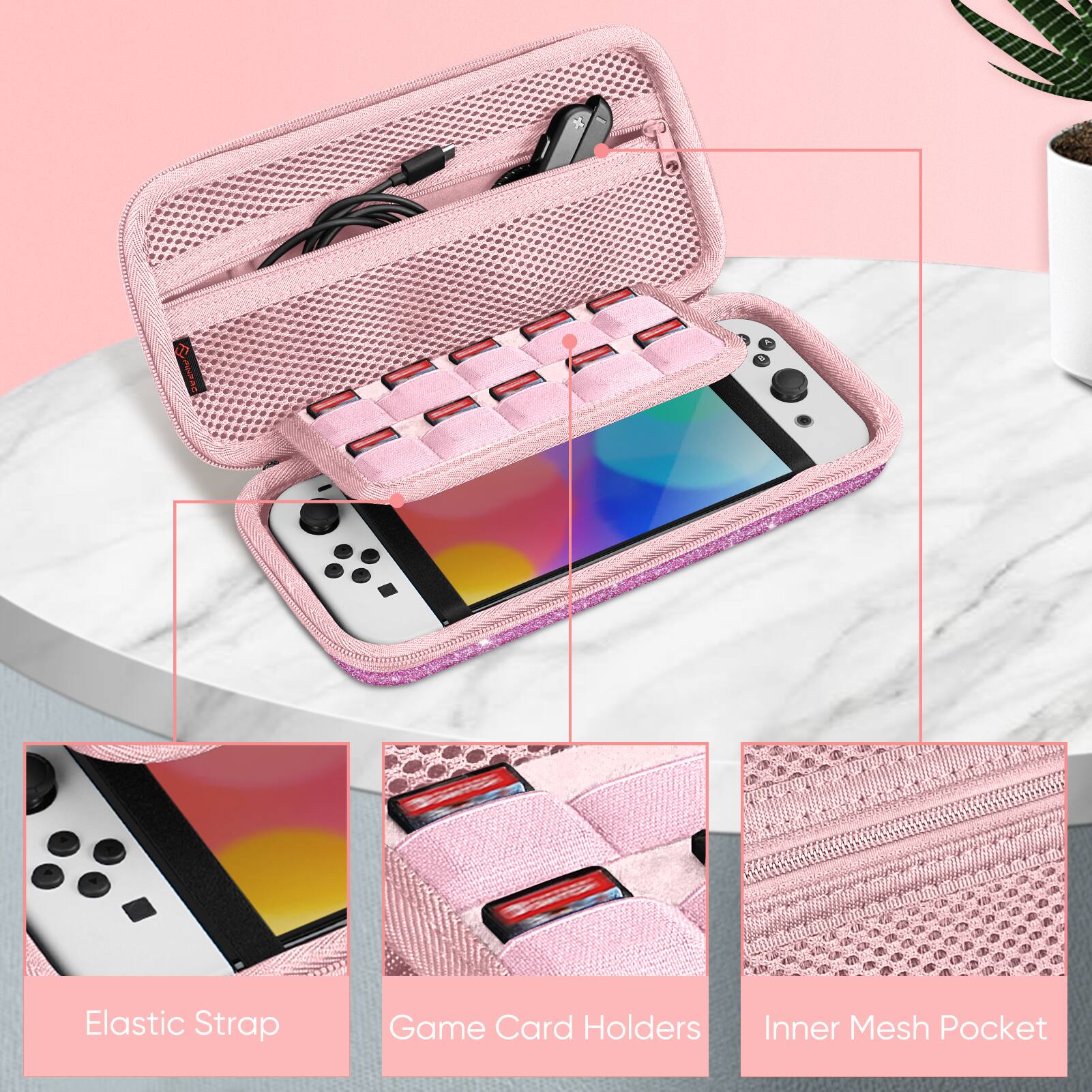Elastic Strap  
Game Card Holders  
Inner Mesh Pocket