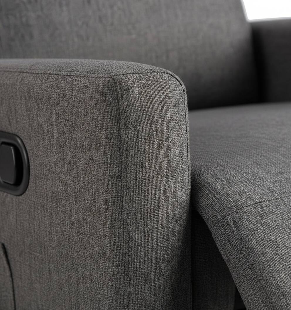 Back. AOITUN - Gray Fabric 360 Swivel Rocker Recliner Chair, Plush Upholstered Glider with Side Pocket for Nursery & Living Room - Gray.