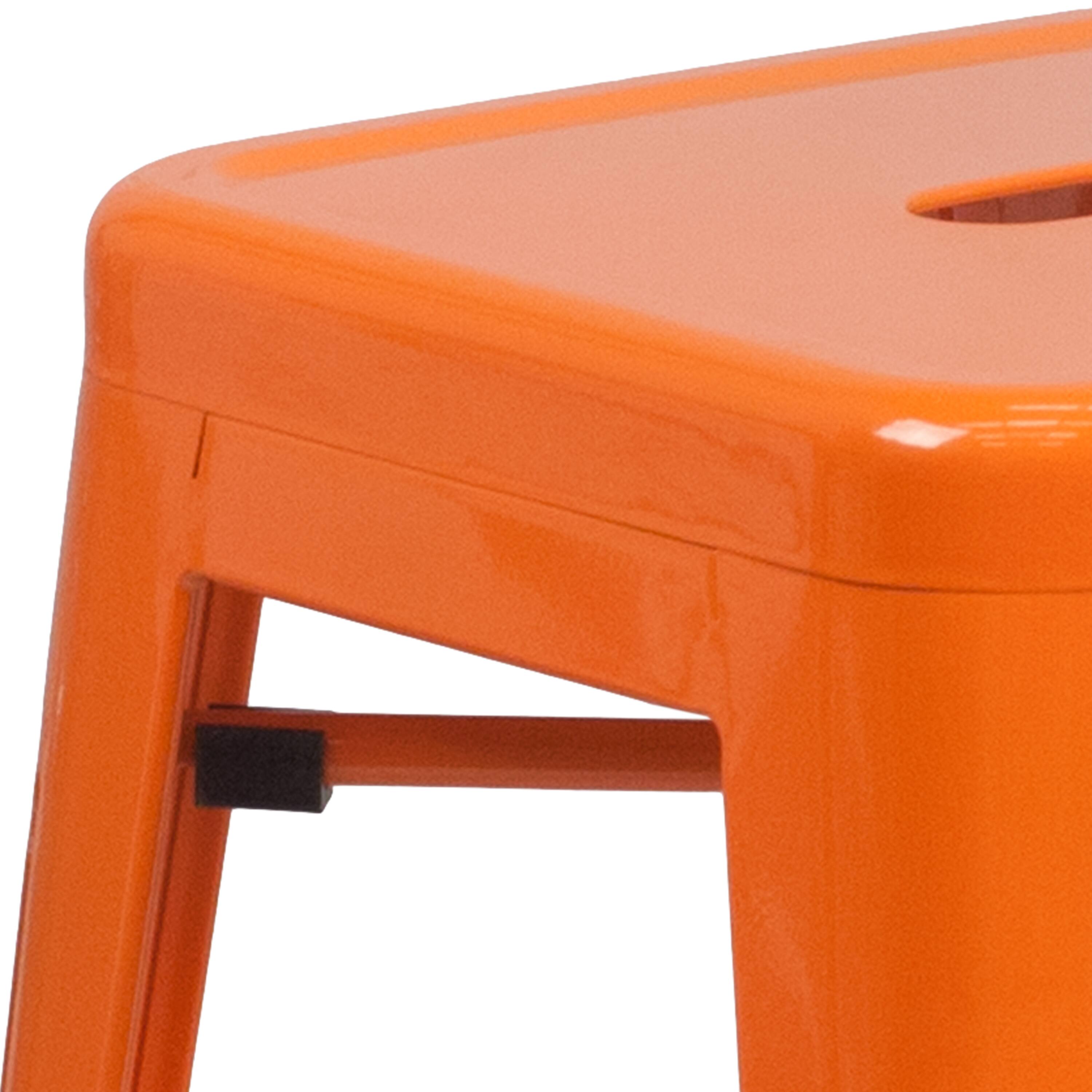 Alt View 7. Emma + Oliver - Commercial Grade 24"H Backless Metal Indoor-Outdoor Counter Stool w/ Square Seat - Orange.