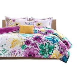 Gracie Mills - Lysandra Floral Print Comforter Set - Blue
