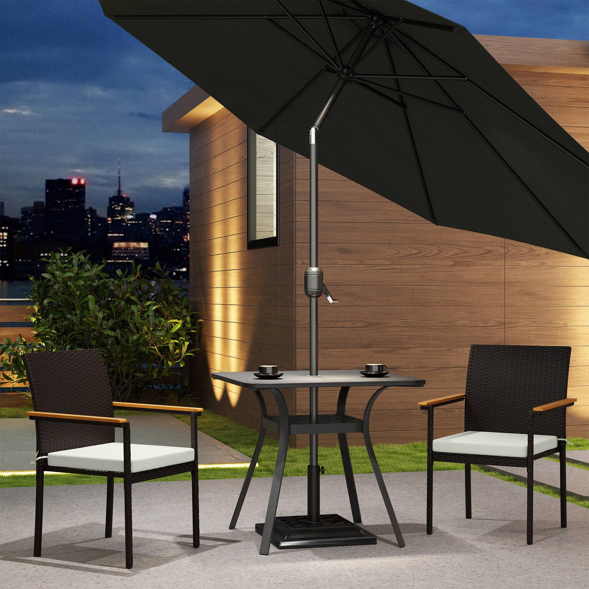 Alt View 7. Outsunny - Wicker Outdoor Dining Chairs Set of 2, Stackable PE Rattan Patio Dining Chairs with Cushions and Acacia Wood Armrests - Cream White.