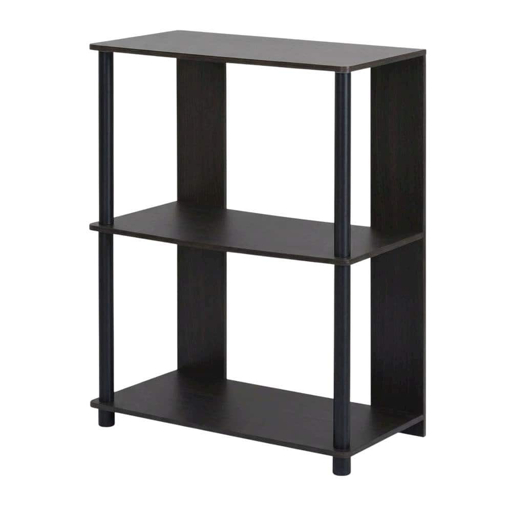 FurniFact - Walnut Bookcase with Spacious Shelving for Living Room and Office - WALNUT/BLACK