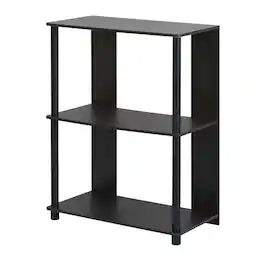 FurniFact - Walnut Bookcase with Spacious Shelving for Living Room and Office - WALNUT/BLACK