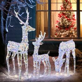 Winado - 3PCS Christmas Reindeer Family 3.8FT Set Weather Proof Deer with Lights for Indoor Outdoor Yard Holiday Party Decoration - Multicolor