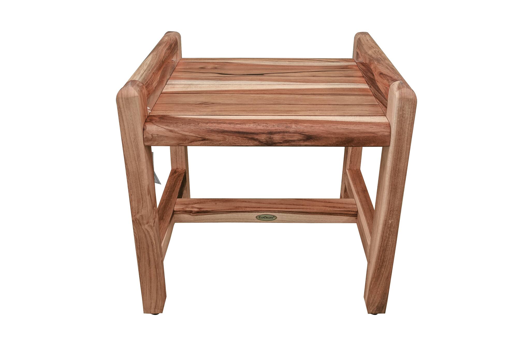 EcoDecors - Eleganto 20 Inch Waterproof Teak Wood Shower Bench - EarthyTeak