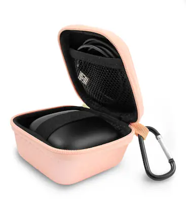Front. CASEMATIX - Travel Case Fits Beats Powerbeats Pro Wireless Earbuds w/ Carabiner - Rose Gold EVA Earphones Carry Case Only - Rose Gold.