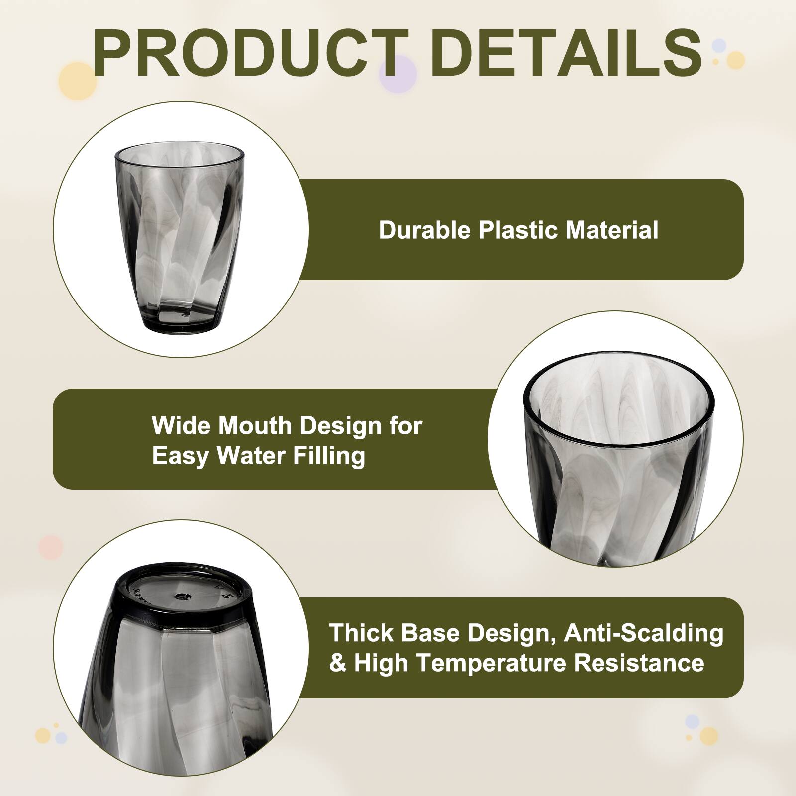 PRODUCT DETAILS

- Durable Plastic Material
- Wide Mouth Design for Easy Water Filling
- Thick Base Design, Anti-Scalding & High Temperature Resistance