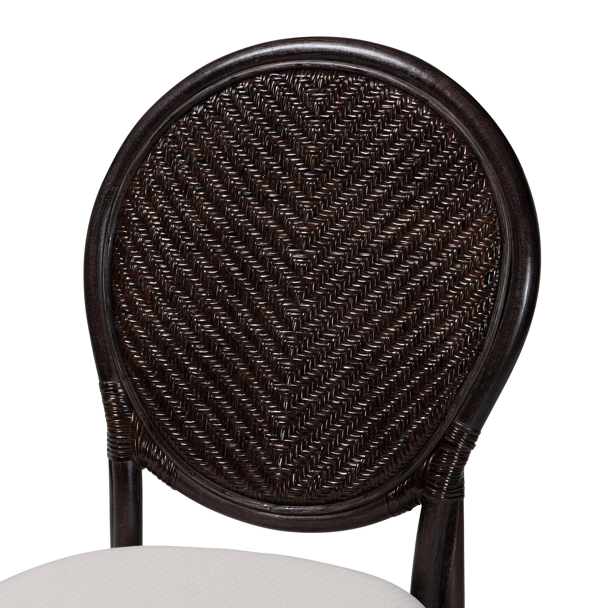 Alt View 1. bali & pari - Elmer Natural Rattan Dining Chair - Handwoven Wicker Accent Chair with Cushioned seat for Kitchen or Dining Room - Espresso/White.