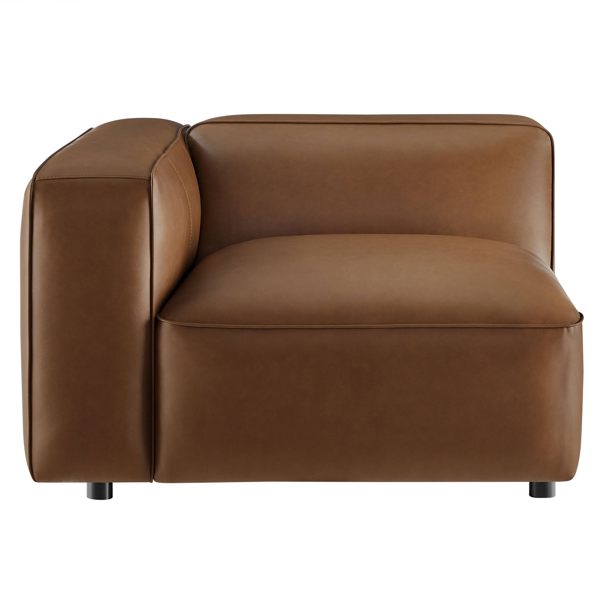 Alt View 2. Modway - Auren Upholstered Vegan Leather Modular Left Armchair by Modway - Brown.