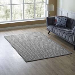 Modway - Freydis Greek Key Area Rug - White and Light Gray