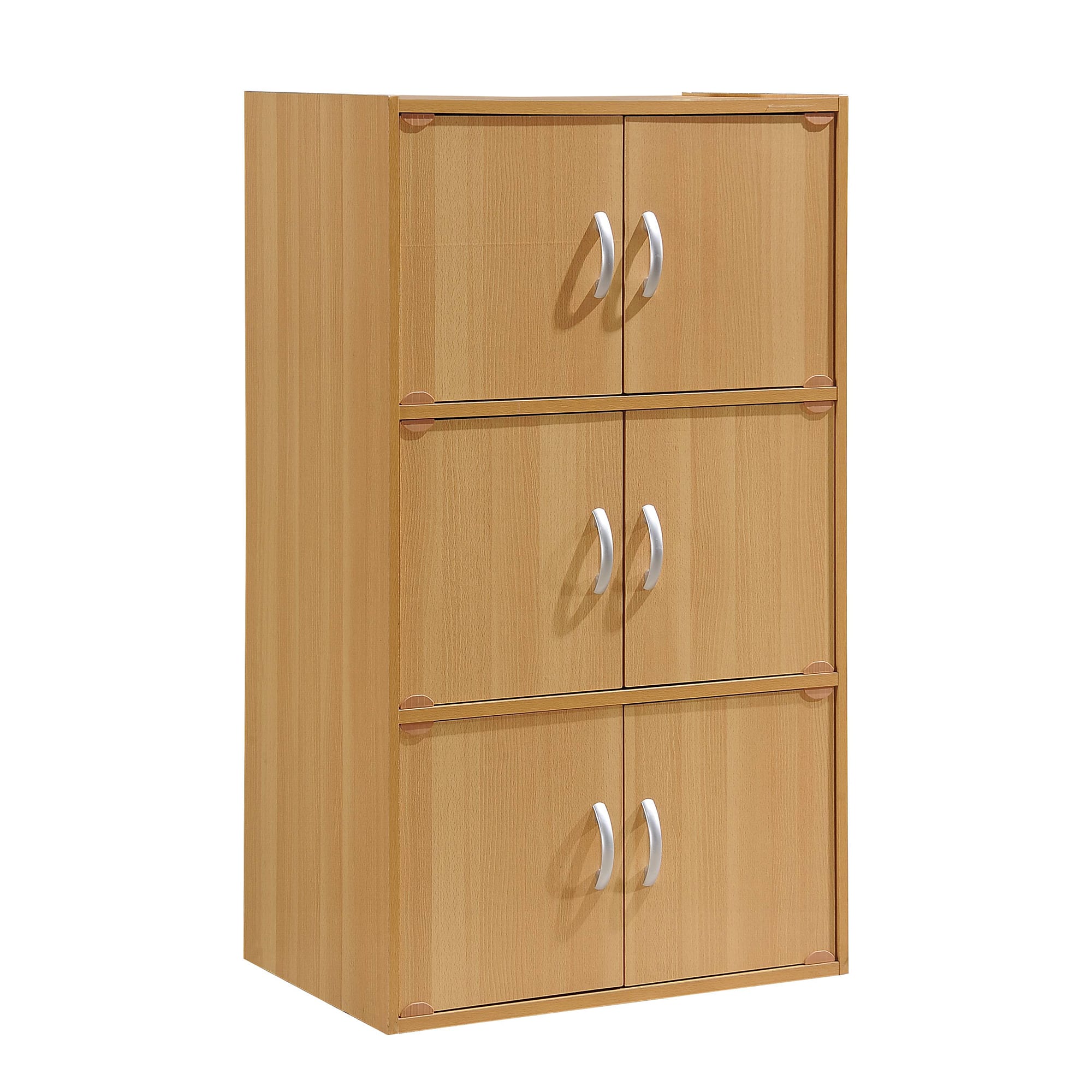Hodedah - 6 Door Enclosed Multipurpose Storage Cabinet for Home and Office - Beech